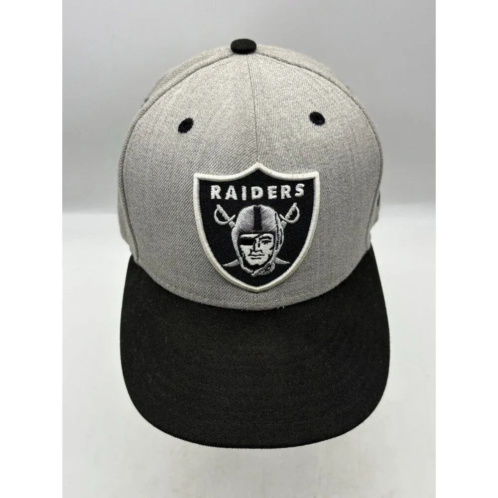 Oakland Raiders Hat New Era 59FIFTY Size 7 Gray Black Shield Fitted NFL Cap